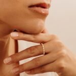 18K Solid Gold Natural Diamond Half Eternity Drop Ring - 图片 3