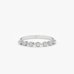 18K Solid Gold Natural Diamond Half Eternity Drop Ring - 图片 2
