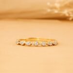18K Solid Gold Natural Diamond Half Eternity Drop Ring - 图片 4