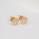 Natural Diamond Hamsa Stud Earrings - 图片 5