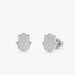 Natural Diamond Hamsa Stud Earrings - 图片 4