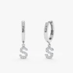 Natural Diamond Initial Charm Huggies - 图片 2