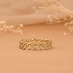 18K Solid Gold Natural Diamond Link Chain Eternity Ring - 图片 5