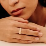 18K Solid Gold Natural Diamond Link Chain Eternity Ring - 图片 4