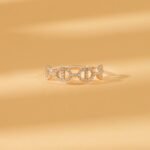 14K Solid Gold Natural Diamond Link Chain Ring - Image 4