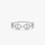 14K Solid Gold Natural Diamond Link Chain Ring - Image 2