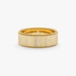 14K Solid Gold Natural Diamond Matte Wedding Ring