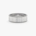 14K Solid Gold Natural Diamond Matte Wedding Ring - Image 2