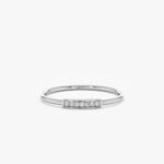 14K Solid Gold Natural Diamond Mini Bar Ring - 图片 2