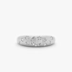 14K Solid Gold Natural Diamond Moon Star Brushed Dome Ring - Image 2