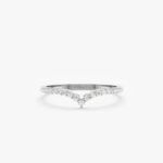 14K Solid Gold Natural Diamond Nesting V Ring - Image 2