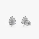 Natural Diamond Palm Leaf Studs - 图片 2
