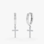 Natural Diamond Paved Cross Huggies - Image 2