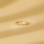 18K Solid Gold Natural Diamond Ribbed Ring - 图片 4
