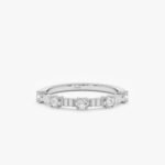 18K Solid Gold Natural Diamond Ribbed Ring - 图片 2