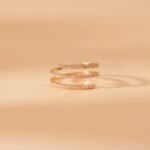14K Solid Gold Natural Diamond Spiral Ring - 图片 4