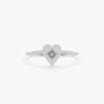 14K Solid Gold Natural Diamond Starburst Heart Ring - Image 2