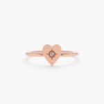 14K Solid Gold Natural Diamond Starburst Heart Ring - Image 6