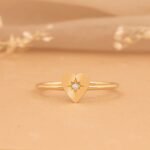 14K Solid Gold Natural Diamond Starburst Heart Ring - Image 5