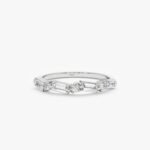 14K Solid Gold Natural Diamond Wave Ring - Image 2