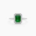 14K Solid Gold Emerald and Natural Diamond Bold Engagement Ring - Image 2