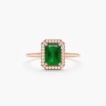14K Solid Gold Emerald and Natural Diamond Bold Engagement Ring - Image 6