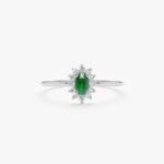 14K Solid Gold Emerald and Natural Diamond Engagement Ring - 图片 2