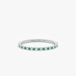 18K Solid Gold Emerald and Natural Diamond Eternity Ring - 图片 2