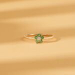 14K Solid Gold Emerald and Natural Diamond Flower Ring - Image 6