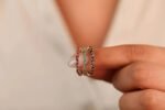 14K Solid Gold Emerald and Diamond Garland Ring - Image 3
