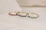 14K Solid Gold Emerald and Diamond Garland Ring - Image 4