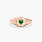 14K Solid Gold Emerald Heart Signet Ring - Image 6