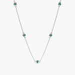 18k Solid Gold Emerald Station Necklace - 图片 2