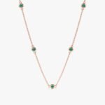 18k Solid Gold Emerald Station Necklace - 图片 5
