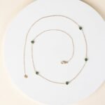 18k Solid Gold Emerald Station Necklace - 图片 3