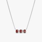 14K Solid Gold Garnet & Diamonds Necklace - Image 2