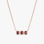 14K Solid Gold Garnet & Diamonds Necklace - Image 5