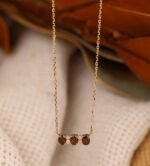 14K Solid Gold Garnet & Diamonds Necklace - Image 3