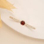 14K Solid Gold Garnet and Natural Diamond Engagement Ring - 图片 4