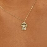 Gold & Diamond Hamsa Necklace - Image 4