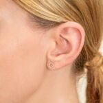Halo Disc Diamond Stud Earrings - Image 4