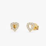 Heart Outline Natural Diamond Studs - 图片 2
