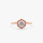 18K Solid Gold Hexagon Labradorite Ring - Image 3