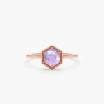 14K Solid Gold Hexagon Moonstone Ring - Image 6