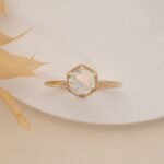14K Solid Gold Hexagon Moonstone Ring - Image 4