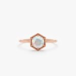 18K Solid Gold Hexagon Opal Ring - 图片 3