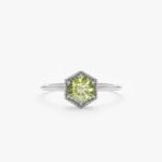 18K Solid Gold Hexagon Peridot Ring - 图片 3