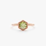 18K Solid Gold Hexagon Peridot Ring - 图片 4