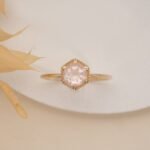 14K Solid Gold Hexagon Rose Quartz Ring - Image 6