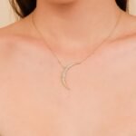 Large Natural Diamond Crescent Necklace - Image 4